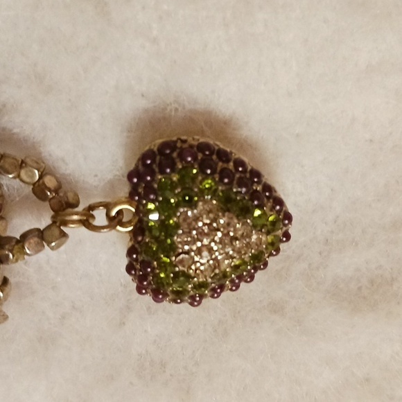 Jessica Simpson Y2K GREEN Pave HEART BEADED Multi-Strand Bracelet Sparkle CUTE - Picture 7 of 7